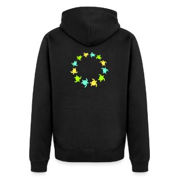 Many Turtles Circle Ring Colorful Round Silhouette - Unisex Premium Organic Zip Hoodie - black - Back - Nico (187cm)