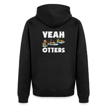 Sea Otter Cartoon Otter - Unisex Premium Organic Zip Hoodie - black - Back - Nico (187cm)
