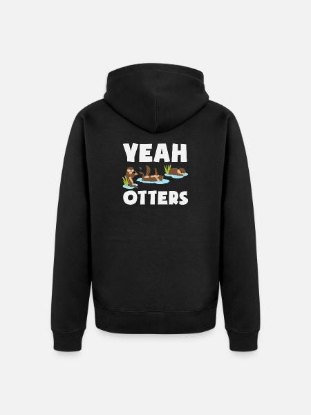 Sea Otter Cartoon Otter - Unisex Premium Organic Zip Hoodie - black