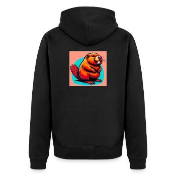 beaver - Unisex Premium Organic Zip Hoodie - black - Back - Nico (187cm)
