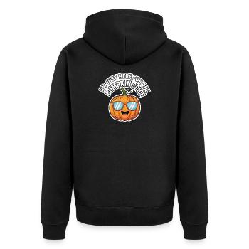 Pumpkin Spice Halloween Oktober Kürbis - Unisex Premium Bio Zip Hoodie - Schwarz - Hinten - Nico (187cm)