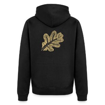 Blatt Eiche / Eichenblatt - Natur Design - Unisex Premium Bio Zip Hoodie - Schwarz - Hinten - Nico (187cm)