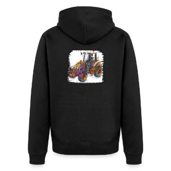 Neon Lines Construction Excavators - Unisex Premium Organic Zip Hoodie - black - Back - Nico (187cm)