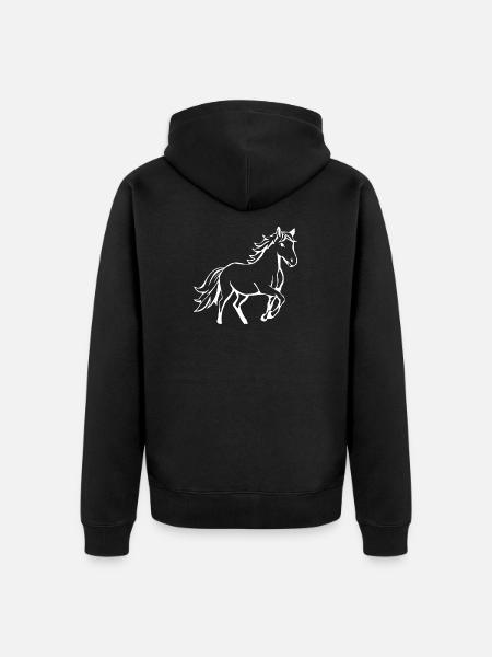 Pferde T-shirt Geschenk Reiter - Unisex Premium Bio Zip Hoodie - Schwarz