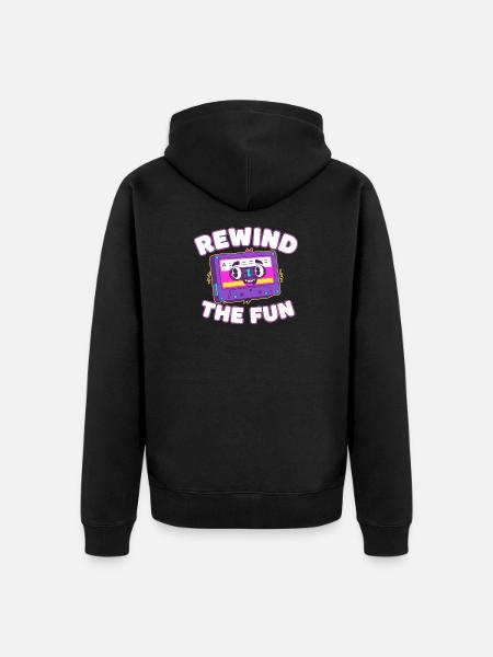 Rewind The Fun Cassette - Unisex Premium Organic Zip Hoodie - black