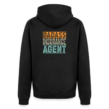 Insurance Agent Badass Funny Insurance Broker - Unisex Premium Bio Zip Hoodie - Schwarz - Hinten - Nico (187cm)