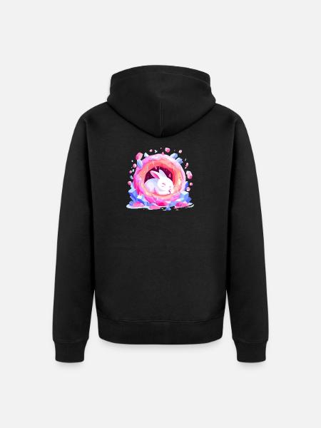 Cuddly Bunny Crystal Crater - Unisex Premium Organic Zip Hoodie - black