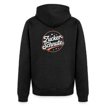 Sugar Snout Sweet Tooth Chocolate Sugar Snouts - Unisex Premium Organic Zip Hoodie - black - Back - Nico (187cm)
