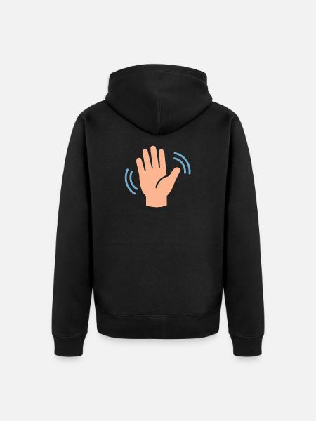 Graphique d’icône de main agitée - Veste à capuche bio Premium Unisexe - noir