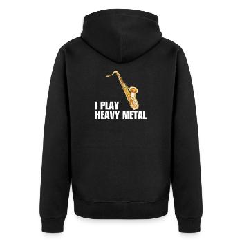 Saxophon, Saxophon, Musikliebhaber, Jazzlehrer, - Unisex Premium Bio Zip Hoodie - Schwarz - Hinten - Nico (187cm)