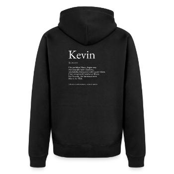 Explication du dictionnaire Kevin Prénom Kevin - Veste à capuche bio Premium Unisexe - noir - Dos - Nico (187cm)