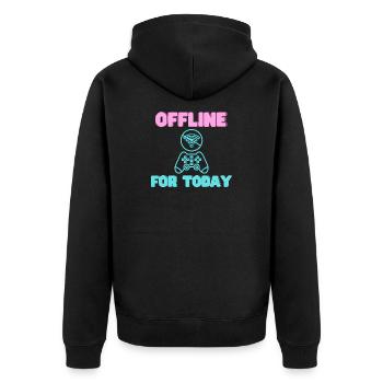 Offline For Today Neon Gamer - Unisex Premium Organic Zip Hoodie - black - Back - Nico (187cm)