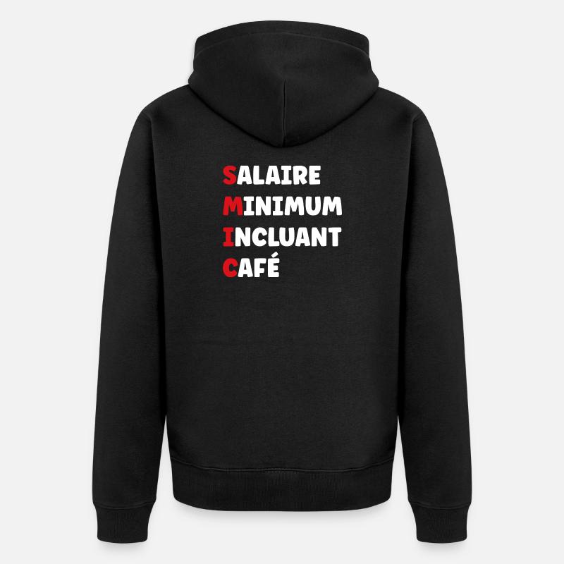 Mindestlohn einschließlich Kaffee SMIC - Unisex Premium Bio Zip Hoodie - Schwarz