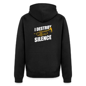 Je détruis le trompettiste du silence - Veste à capuche bio Premium Unisexe - noir - Dos - Nico (187cm)