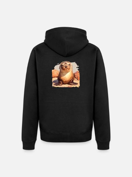 Seelöwen Seelöwe - Unisex Premium Bio Zip Hoodie - Schwarz