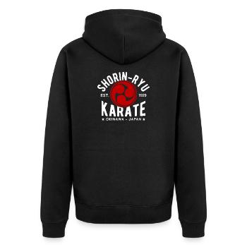 Shorin-Ryu Karate Ost. 1929, Okinawa, Japan - Unisex Premium Bio Zip Hoodie - Schwarz - Hinten - Nico (187cm)