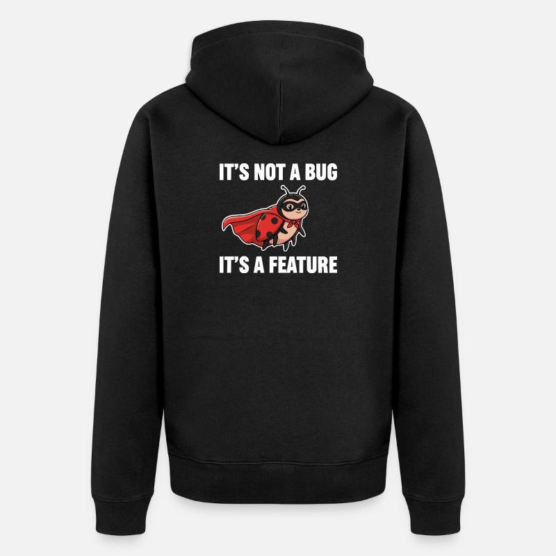Kein Bug, nur Feature – Superheld Marienkäfer  - Unisex Premium Bio Zip Hoodie - Schwarz
