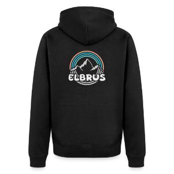 Wandern Elbrus - Unisex Premium Bio Zip Hoodie - Schwarz - Hinten - Nico (187cm)