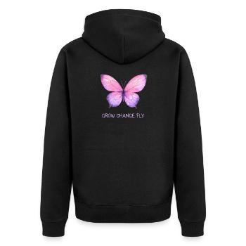 Schmetterlings-Aquarell - Unisex Premium Bio Zip Hoodie - Schwarz - Hinten - Nico (187cm)