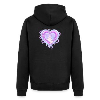 Pastel Heart K Pop Finger Symbol Love - Unisex Premium Organic Zip Hoodie - black - Back - Nico (187cm)