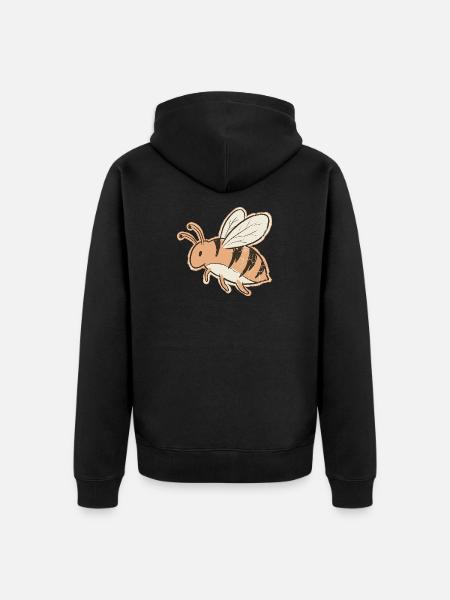 Orange Cartoon Bee Stripes Tiger - Unisex Premium Organic Zip Hoodie - black
