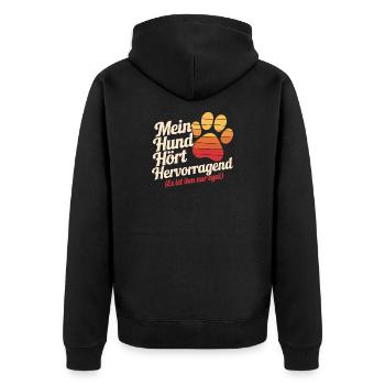  Mein Hund Hört Hervorragend Es Ist Ihm Nur Egal - Unisex Premium Bio Zip Hoodie - Schwarz - Hinten - Nico (187cm)