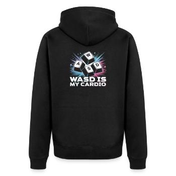 Lustiges Gaming Keyboard WASD mein Cardio Gamer - Unisex Premium Bio Zip Hoodie - Schwarz - Hinten - Nico (187cm)