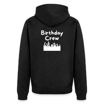 Birthday Crew - Unisex Premium Organic Zip Hoodie - black - Back - Nico (187cm)