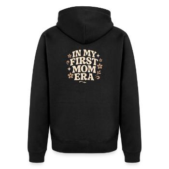 First Mother's Day Mom Gift Idea Family Groovy - Unisex Premium Organic Zip Hoodie - black - Back - Nico (187cm)