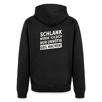 Schlank Würde Ich Dich Nur Unnötig Lustiges - Unisex Premium Bio Zip Hoodie - Schwarz - Hinten - Nico (187cm)