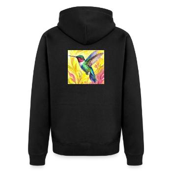 Kolibri - Unisex Premium Bio Zip Hoodie - Schwarz - Hinten - Nico (187cm)