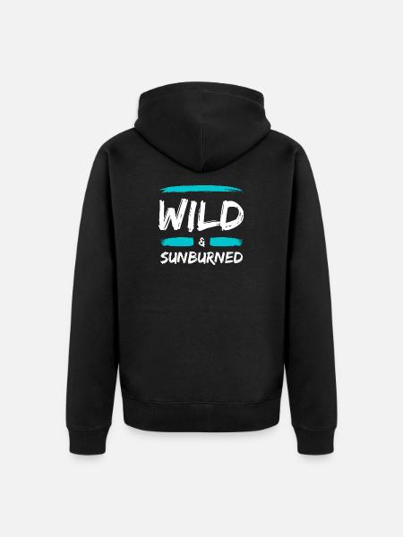 Wild & Sunburned Brush Text - Unisex Premium Organic Zip Hoodie - black