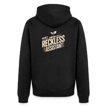 Nature's Reckless Assistant - Unisex Premium Organic Zip Hoodie - black - Back - Nico (187cm)