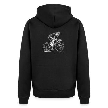 Rennradfahrer Skizze – Radsport Geschenk - Unisex Premium Bio Zip Hoodie - Schwarz - Hinten - Nico (187cm)