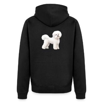 Realistischer Bichon-Frise - Unisex Premium Bio Zip Hoodie - Schwarz - Hinten - Nico (187cm)