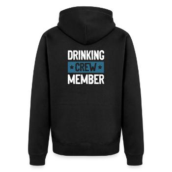 Drinking Crew - Unisex Premium Bio Zip Hoodie - Schwarz - Hinten - Nico (187cm)