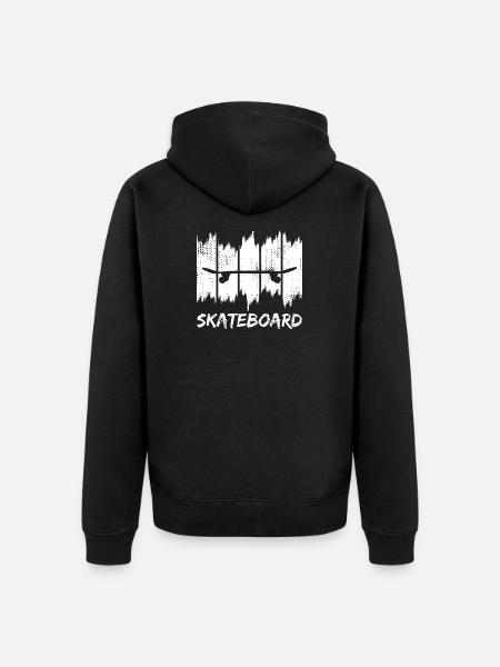 Skateboard Silhouette Grunge Print - Unisex Premium Organic Zip Hoodie - black