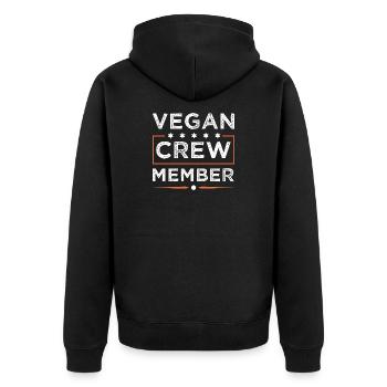 Vegan Crew - Unisex Premium Bio Zip Hoodie - Schwarz - Hinten - Nico (187cm)