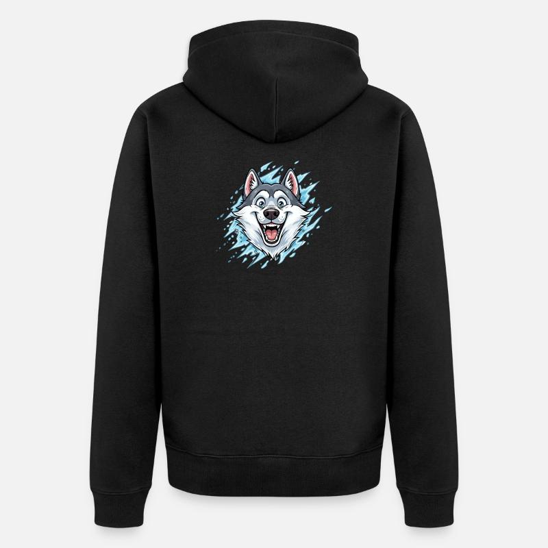 Loup Joyeux, mascotte Watersplash - Veste à capuche bio Premium Unisexe - noir