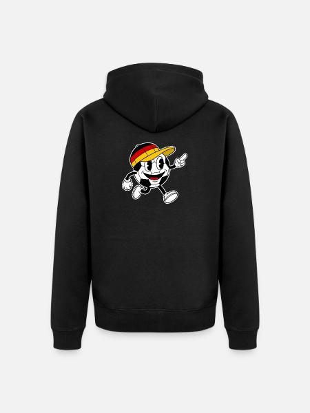 Fußball Fan Retro Comic Maskottchen - Unisex Premium Bio Zip Hoodie - Schwarz