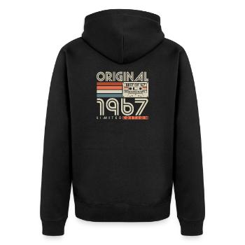 Cadeau rétro original d’anniversaire vintage de 1967 - Veste à capuche bio Premium Unisexe - noir - Dos - Nico (187cm)