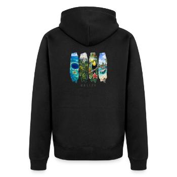 Belize Urlaub Travel – Karibik Land & Kultur Motiv - Unisex Premium Bio Zip Hoodie - Schwarz - Hinten - Nico (187cm)