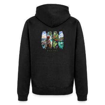 Voyage de vacances au Panama – Ville de canal et motif culturel - Veste à capuche bio Premium Unisexe - noir - Dos - Nico (187cm)
