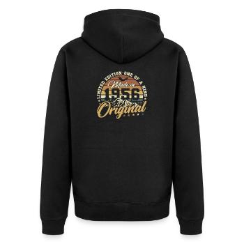 70e anniversaire 1956 Cadeau vintage vintage - Veste à capuche bio Premium Unisexe - noir - Dos - Nico (187cm)