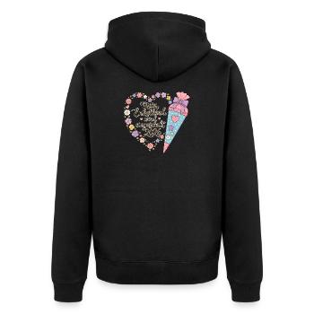 Enkelkind Einschulung 2026 - Unisex Premium Bio Zip Hoodie - Schwarz - Hinten - Nico (187cm)