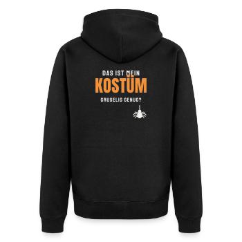 Das ist mein Kostüm Halloween Spruch Gruselig - Unisex Premium Bio Zip Hoodie - Schwarz - Hinten - Nico (187cm)