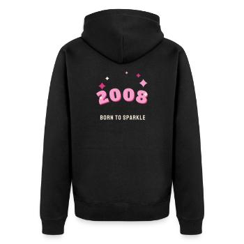 2008 Born to Sparkle Jahrgang 18. Geburtstag - Unisex Premium Bio Zip Hoodie - Schwarz - Hinten - Nico (187cm)