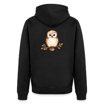 Chouette aquarelle sur branche - Veste à capuche bio Premium Unisexe - noir - Dos - Nico (187cm)