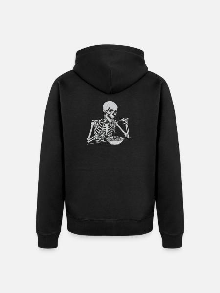 Skelett-Frühstücksschale - Unisex Premium Bio Zip Hoodie - Schwarz