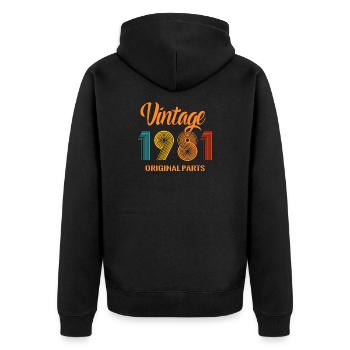 45 Geburtstag Jahrgang 1981 Vintage Original Retro - Unisex Premium Bio Zip Hoodie - Schwarz - Hinten - Nico (187cm)